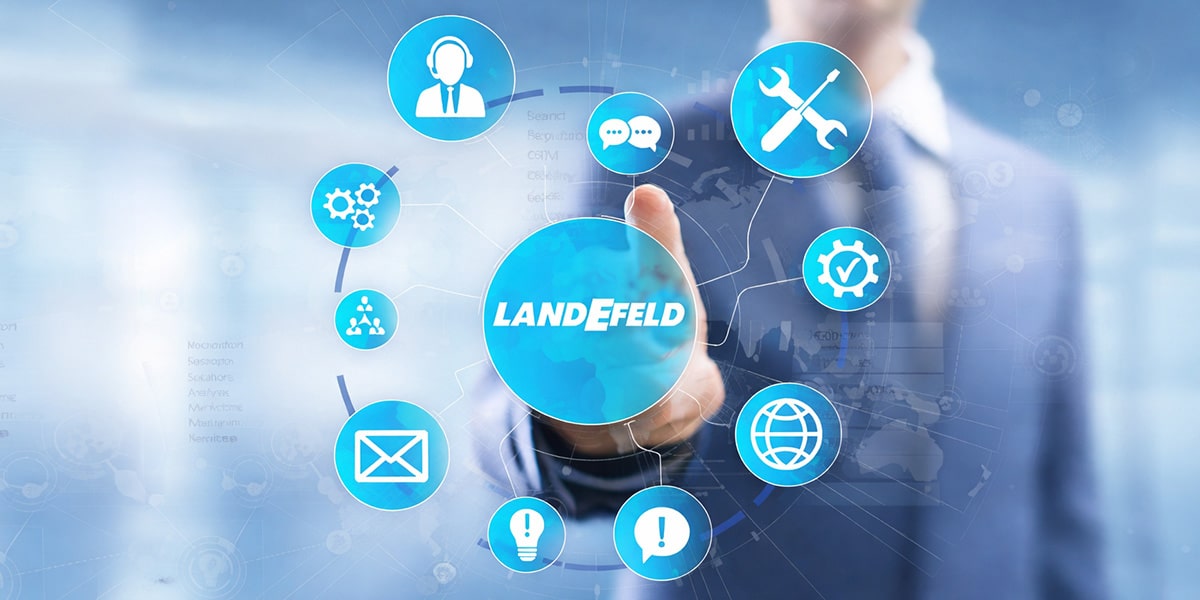 Landefeld als Unternehmen grafische Darstellung mit Icons