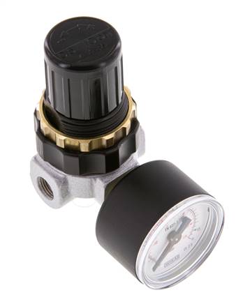 Schalttafeleinbau Druckregler Druckregler G 1/4 Baureihe 0 Mit Manometer – 0,1-3 Bar, Zink-Druckguss, NBR-Dichtungen, Für Druckluft & Neutrale Gase – Schalttafeleinbau