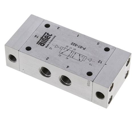 Produktbild von Pneumatisches Umschaltventil 5/2-Wege – 1/4″ PT, Rollenhebel, Alu, 0–8 Kgf/cm²