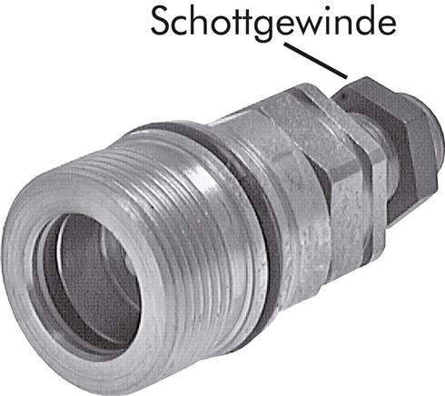 Exemplarische Darstellung: Schnellverschluss-Schott-Schraubkupplungen mit Rohranschluss ISO 8434-1, Muffe