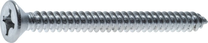 Zgleden uprizoritev: Countersunk sheet metal screw with cross recess DIN 7982 C / ISO 7050 (hardened & galvanised steel)