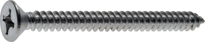 Principskitse: Undersænket metalskrue med tværgående reces DIN 7982 C / ISO 7050 (rustfrit stål A2)