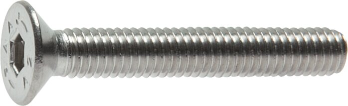 Principskitse: Undersænket skrue med indvendig sekskant DIN 7991 / ISO 10642 (rustfrit stål A2)