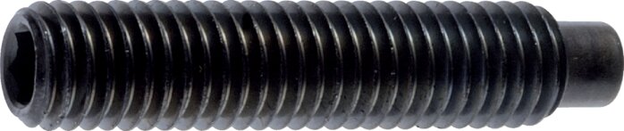 Principskitse: Grubbe skrue DIN 915 / ISO 4028 (sort stål)