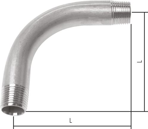 Exemplary representation: 90° bend with male thread, galvanised malleable cast iron, type 3/G8