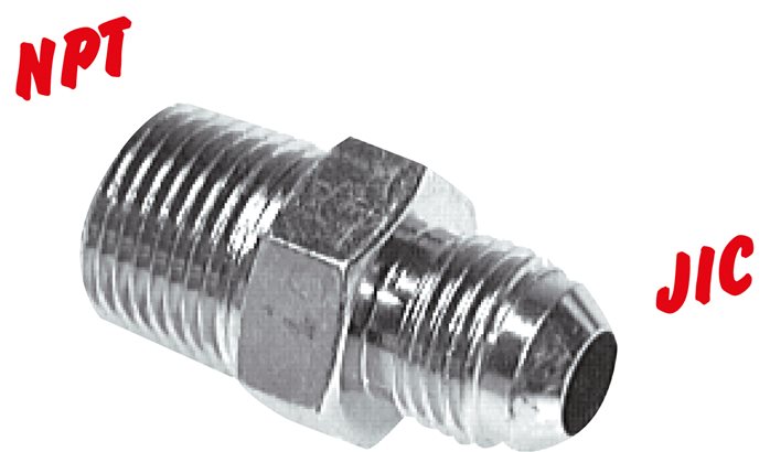 Zgleden uprizoritev: Double nipple with NPT thread / JIC thread (male), galvanised steel