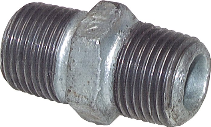 Exemplary representation: Double nipple with conical thread, galvanised malleable cast iron, type 280/N8