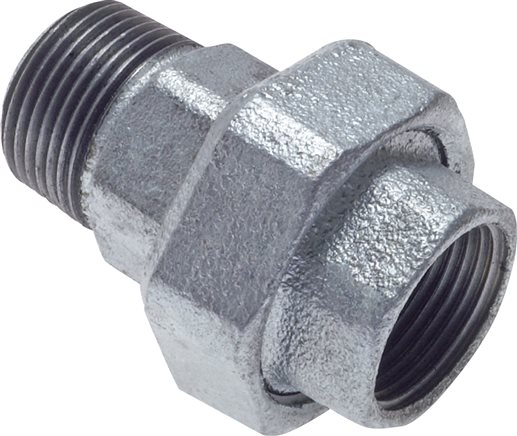 Zgleden uprizoritev: Screw connection with female and male thread, flat sealing, galvanised malleable cast iron, type 331/U2
