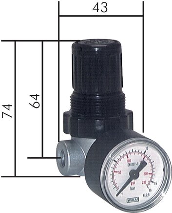 Exemplary representation: Pressure regulator, pre-pressure dependent - Mini