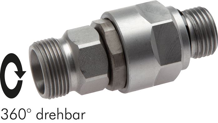Exemplary representation: Ball-guided straight swivel joint with screw-in thread, galvanised steel