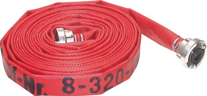Zgleden uprizoritev: Fire extinguishing hose (red) with Storz coupling and sold by the metre