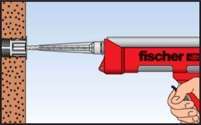 Príklad použití: Kotevní pouzdro Fischer pro injektážní maltu (montáž 2)
