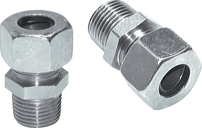 Zgleden uprizoritev: Straight screw-in fitting, R-thread, galvanised steel