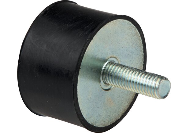 Exemplarische Darstellung: Gummi-Metall-Puffer, zylindrisch, (Typ D) einseitig mit Außengewinde