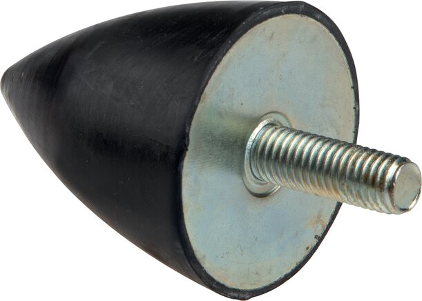 Exemplarische Darstellung: Gummi-Metall-Puffer, parabolisch, (Typ KP) einseitig mit Außengewinde