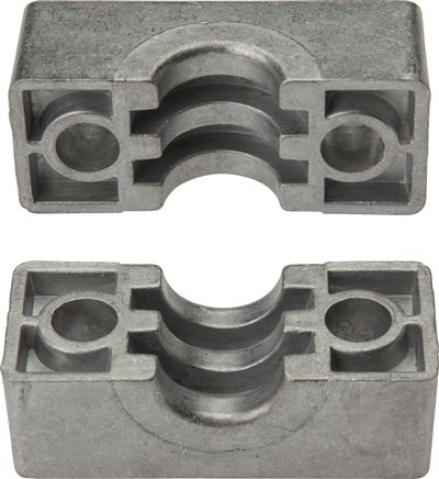 Exemplarische Darstellung: Rohrschellen-Klemmbackenpaar, leichte Baureihe, Aluminium