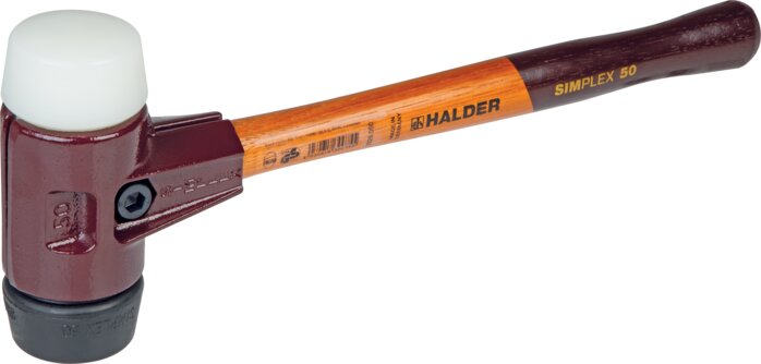 Principskitse: SIMPLEX hammer med blød flade (sort / hvid)