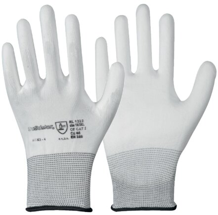 Exemplary representation: Fine knit glove with PU partial coating (white)