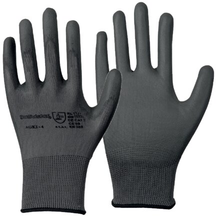 Voorbeeldig Afbeelding: Fijn gebreide handschoen met gedeeltelijke PU-coating (grijs)