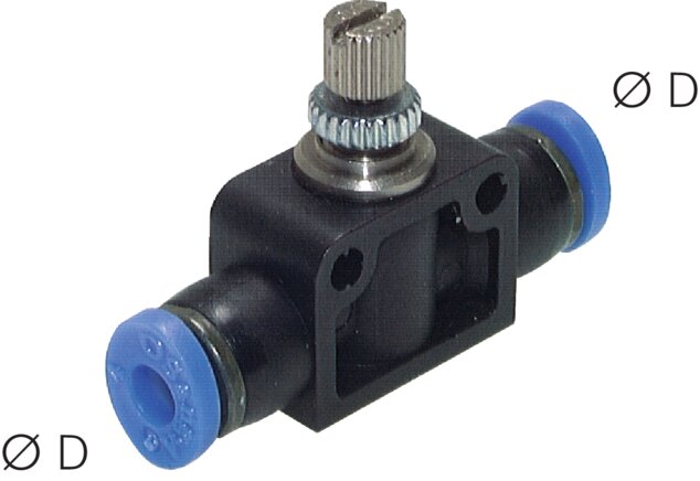 Exemplary representation: Throttle check valve with push-in connection, inch
