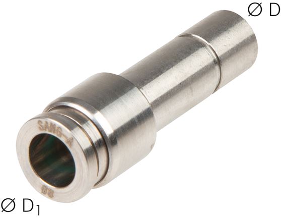 Exemplary representation: Connector, reducing with push-in nipple, stainless steel