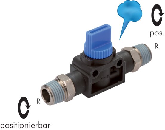 Exemplary representation: 3/2-way shut-off valves with male thread