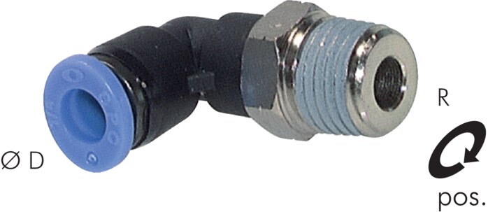 Voorbeeldig Afbeelding: L-steekschroefverbinding met conische schroefdraad, inch