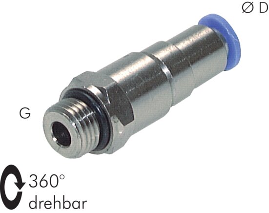 Exemplary representation: Push-in fittings with two ball bearings and cylindrical thread