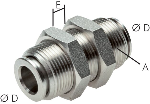 Exemplary representation: Stainless steel bulkhead connector