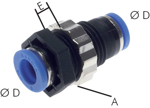 Exemplary representation: Plastic bulkhead connector