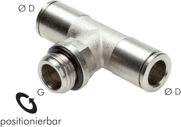 Zgleden uprizoritev: TE push-in fitting, with cylindrical thread, nickel-plated brass