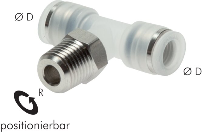 Exemplary representation: TE push-in fitting with conical stainless steel thread