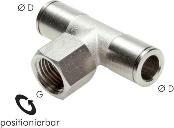 Exemplary representation: T-screw connection with cylindrical female thread, nickel-plated brass