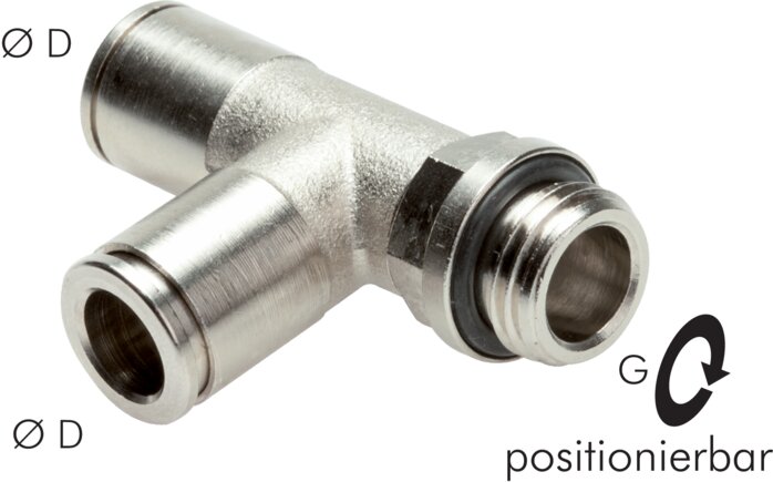 Exemplary representation: LE push-in fitting with cylindrical thread, nickel-plated brass