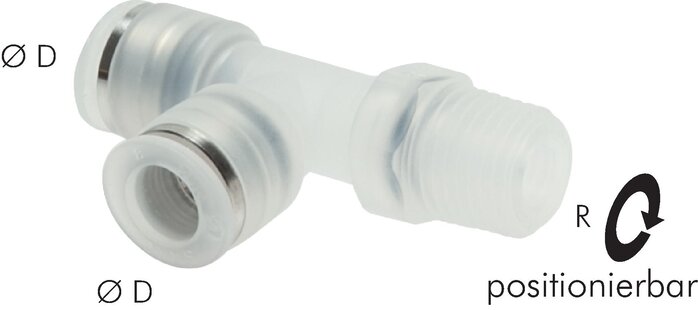 Zgleden uprizoritev: LE push-in fitting with conical polypropylene thread