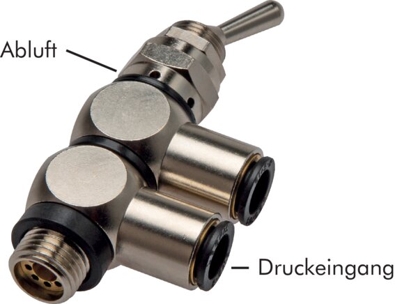 Exemplary representation: 4/2-way rocker valve with plug connection
