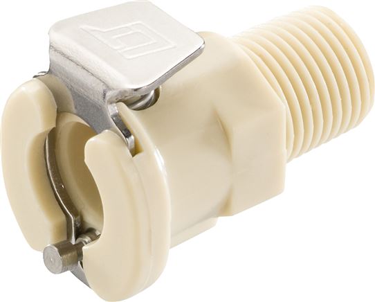 Exemplary representation: Coupling socket with male thread, polypropylene, beige