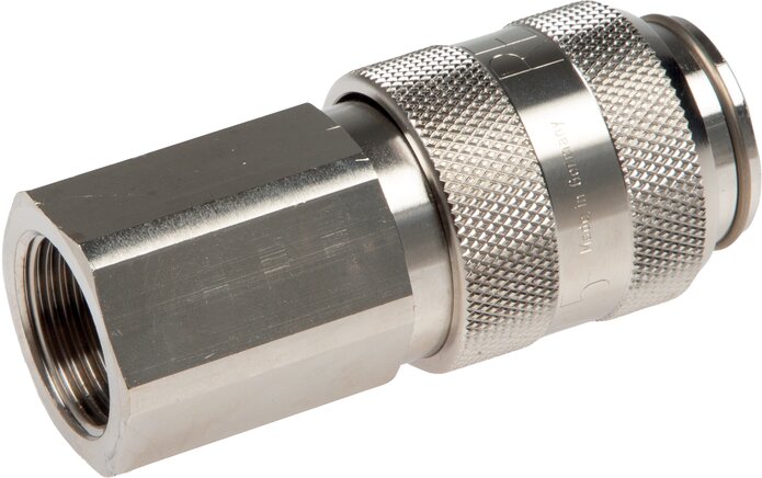 Exemplary representation: Coupling socket with female thread, nickel-plated brass