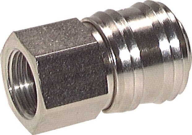 Exemplary representation: Coupling socket with female thread, nickel-plated brass