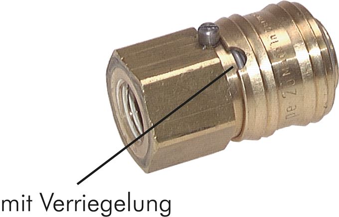 Zgleden uprizoritev: Coupling socket with locking mechanism to prevent unintentional uncoupling, with locking mechanism, brass