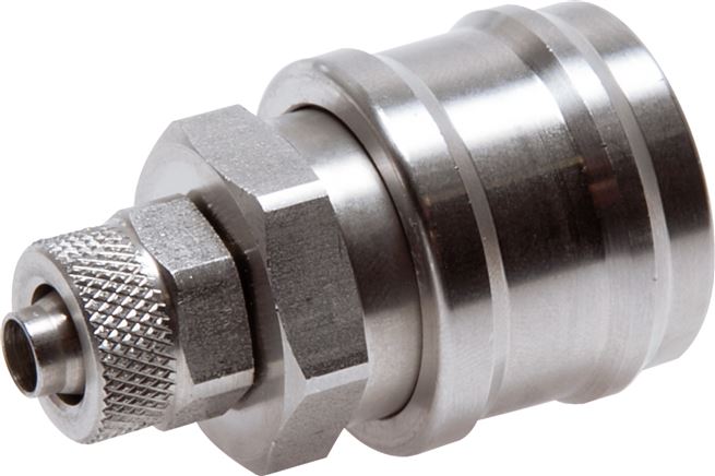 Exemplary representation: Coupling socket with union nut, stainless steel