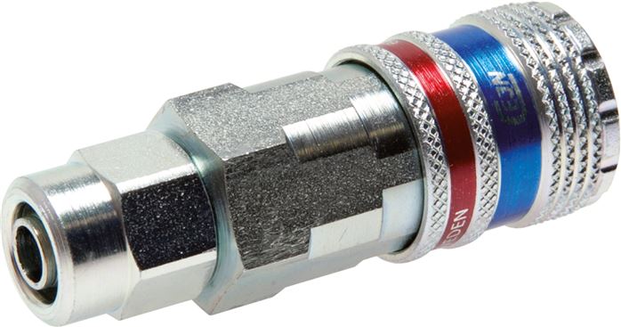 Zgleden uprizoritev: Safety coupling socket with union nut (Stream-Line), galvanised steel, galvanised brass