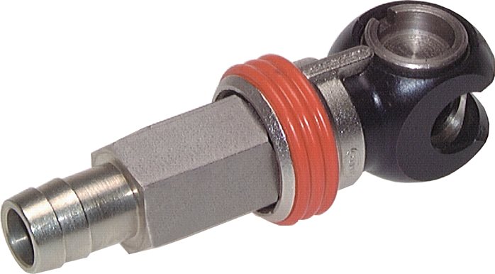 Zgleden uprizoritev: Swivelling safety coupling socket with hose connection