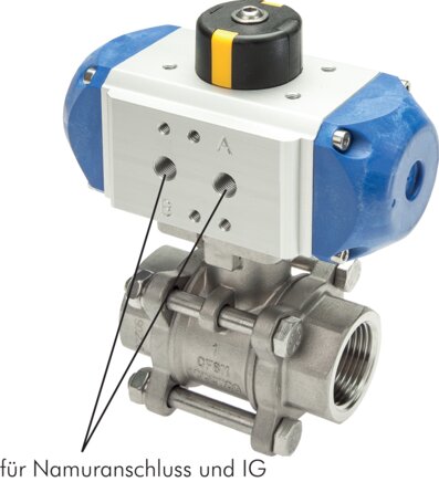 Exemplary representation: Stainless steel ball valve with pneumatic quarter-turn actuator