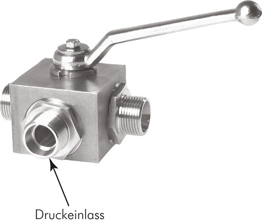 Príklady vyobrazení: Nerezový vysokotlaký 3-dráhový kulový ventil