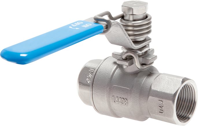 Exemplary representation: Stainless steel ball valve with spring return