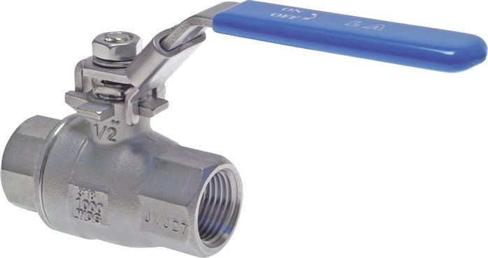 Exemplary representation: Stainless steel ball valve, 2-part, lightweight design, full bore