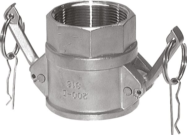 Exemplary representation: Quick coupling socket with female thread, stainless steel (1.4408)