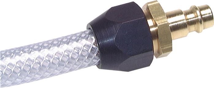 Príklady vyobrazení: Spojovací zástrcka s prírubovou maticí pro PVC hadici, mosaz / hliník