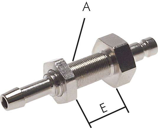 Zgleden uprizoritev: Coupling plug with grommet & bulkhead thread, nickel-plated brass